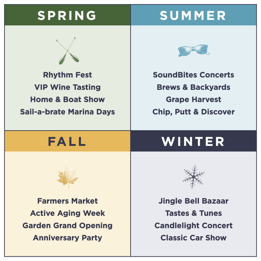 Chambers Creek signature events by season: spring, summer, fall and winter